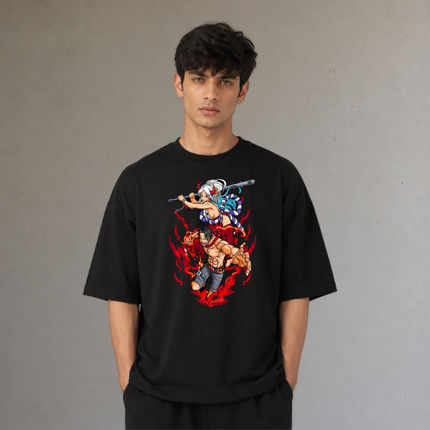 YAMATO AND PORTGAS D. ACE OVERSIZED T-SHIRT