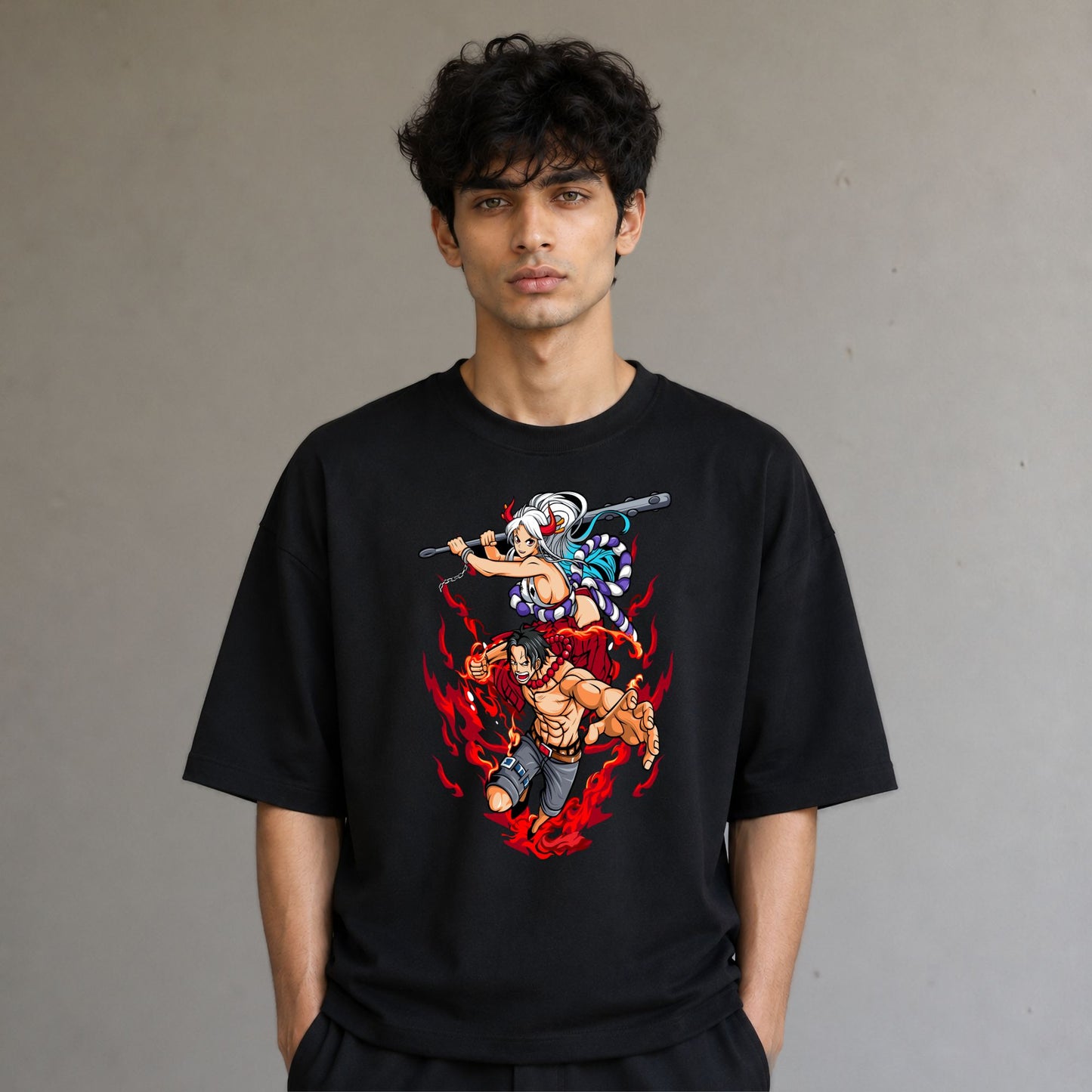 YAMATO AND PORTGAS D. ACE OVERSIZED T-SHIRT