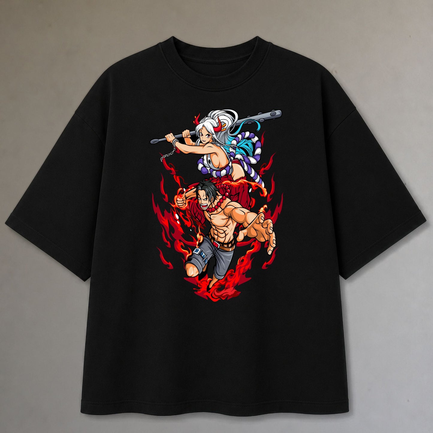 YAMATO AND PORTGAS D. ACE OVERSIZED T-SHIRT